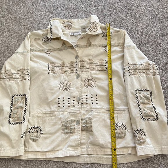Vintage Brownstone Studio Unique Embroidered Boho Cottage Top w Oyster Buttons - Picture 12 of 13